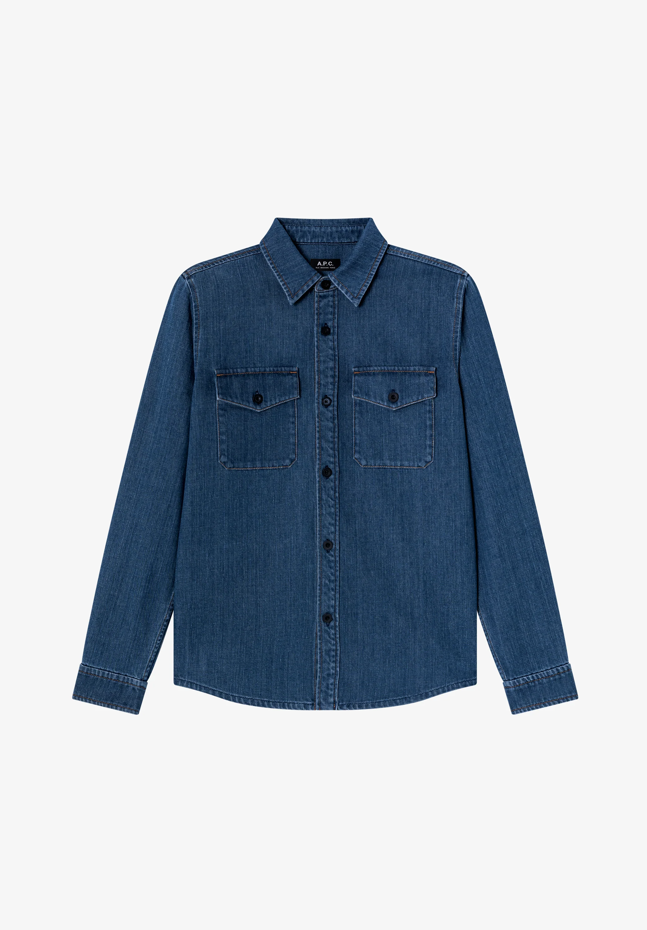 Faded Denim Overshirt With Pockets