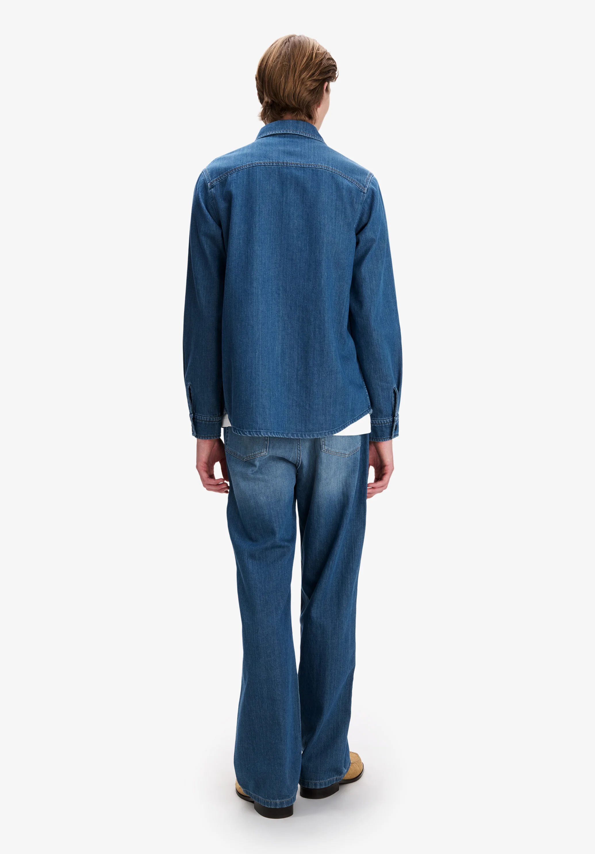 Faded Denim Overshirt With Pockets