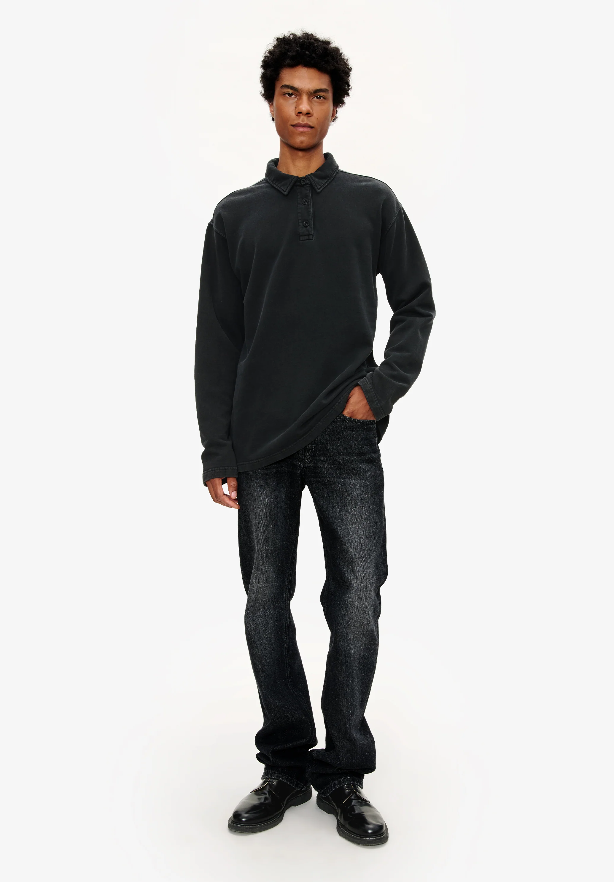 Long-sleeve unisex polo shirt (M)