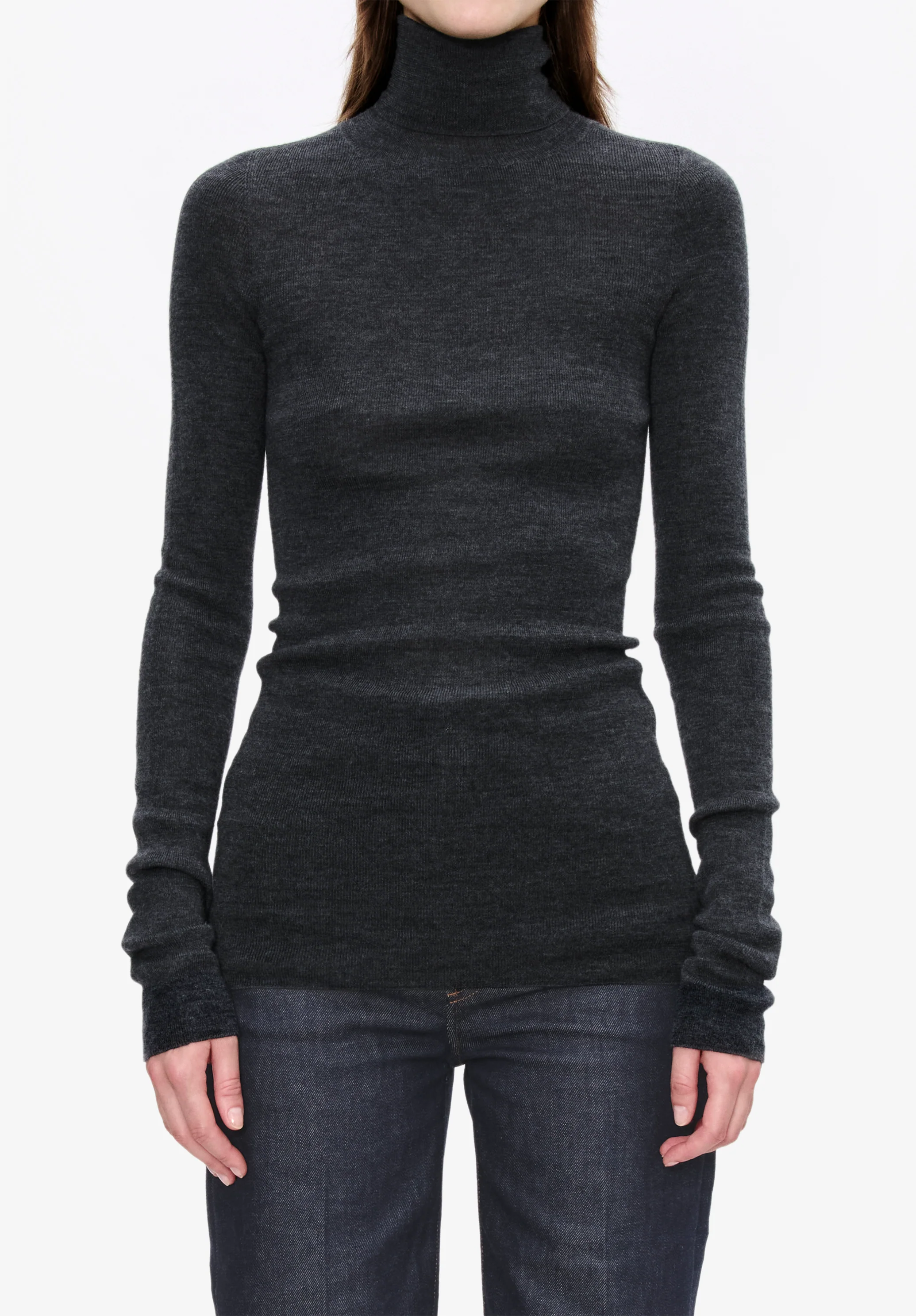 Narrow-rib turtleneck sweater