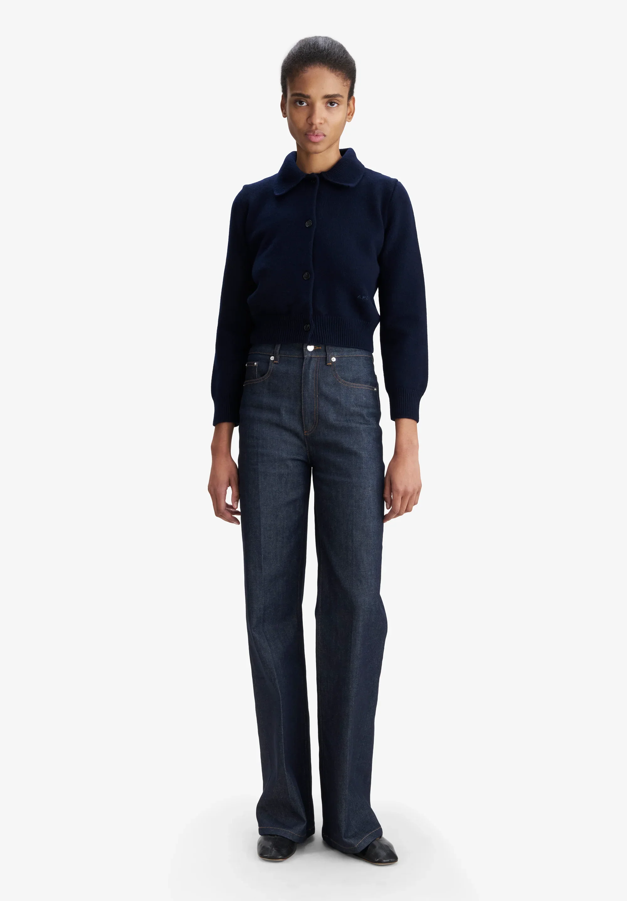 Cardigan with polo collar
