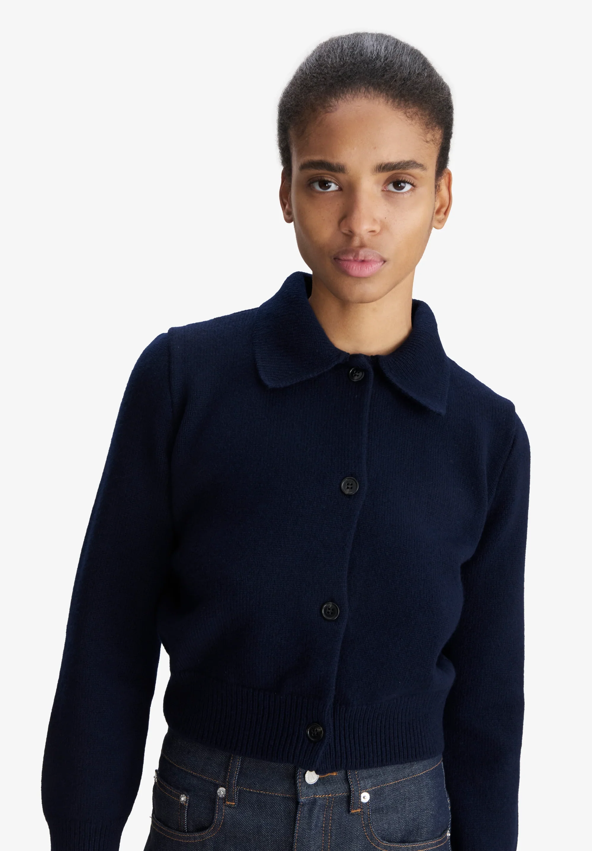 Cardigan with polo collar