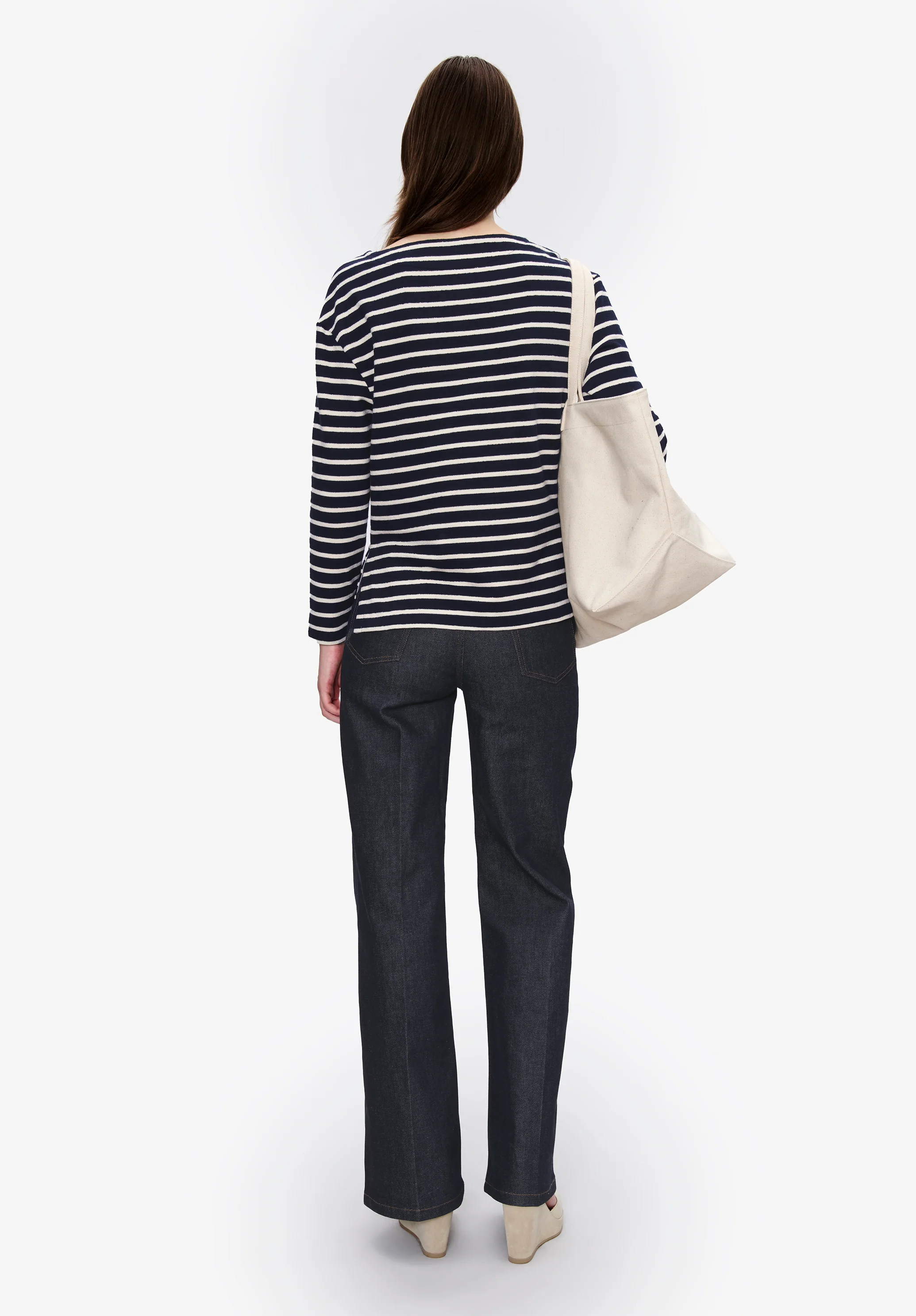 Striped top with three-quarter sleeves