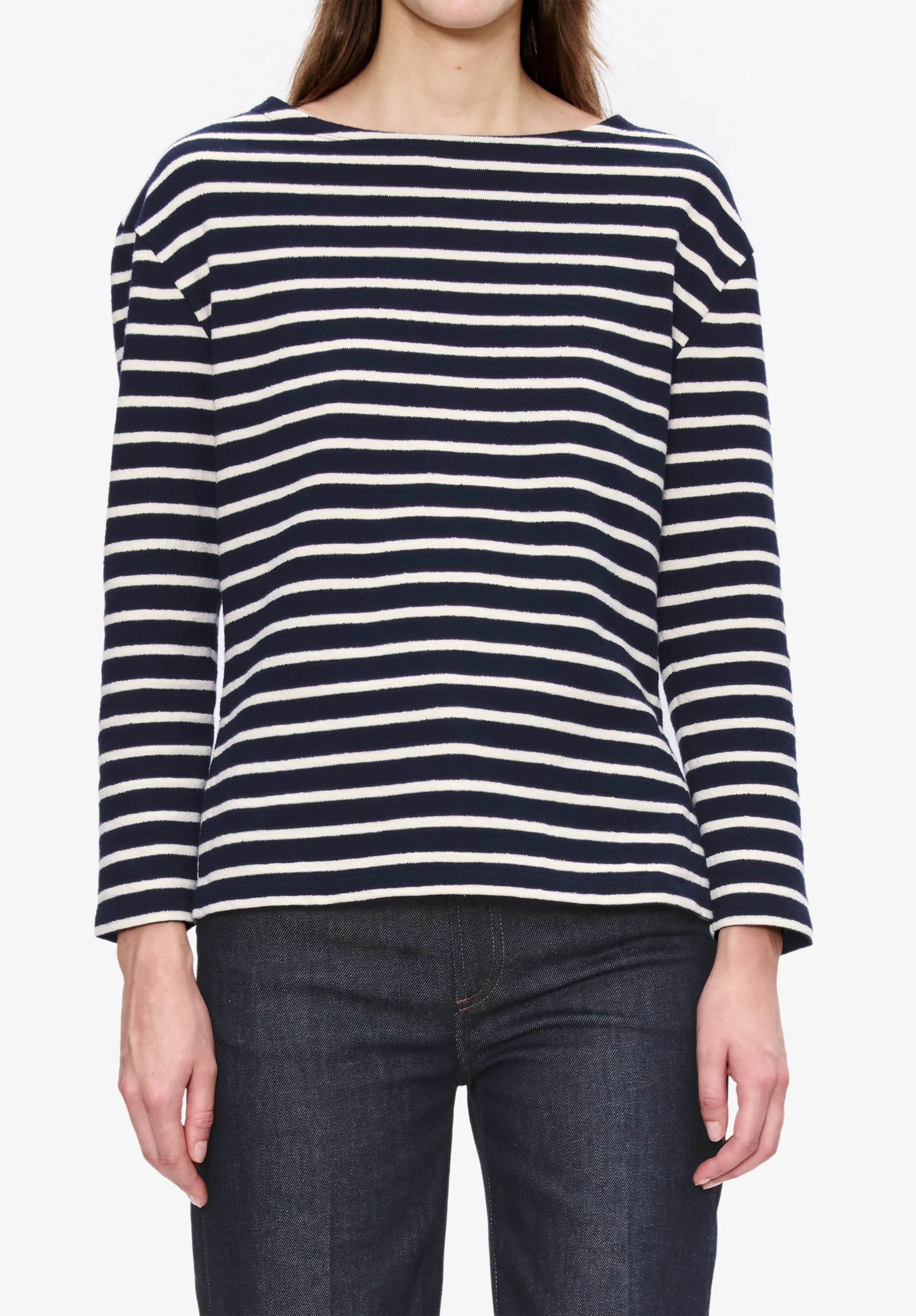 Striped top with three-quarter sleeves