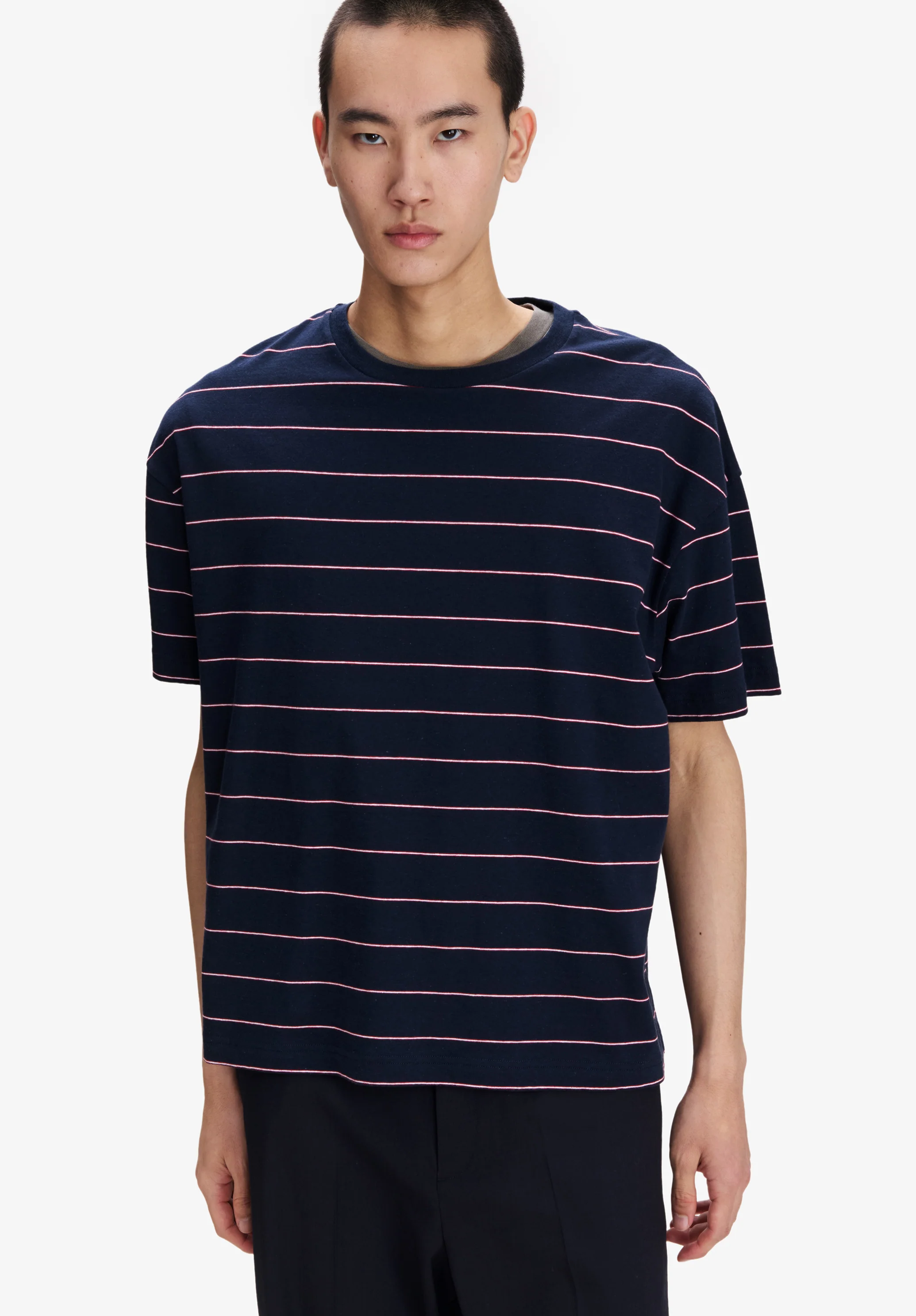 Loose T-Shirt With Pink Stripes