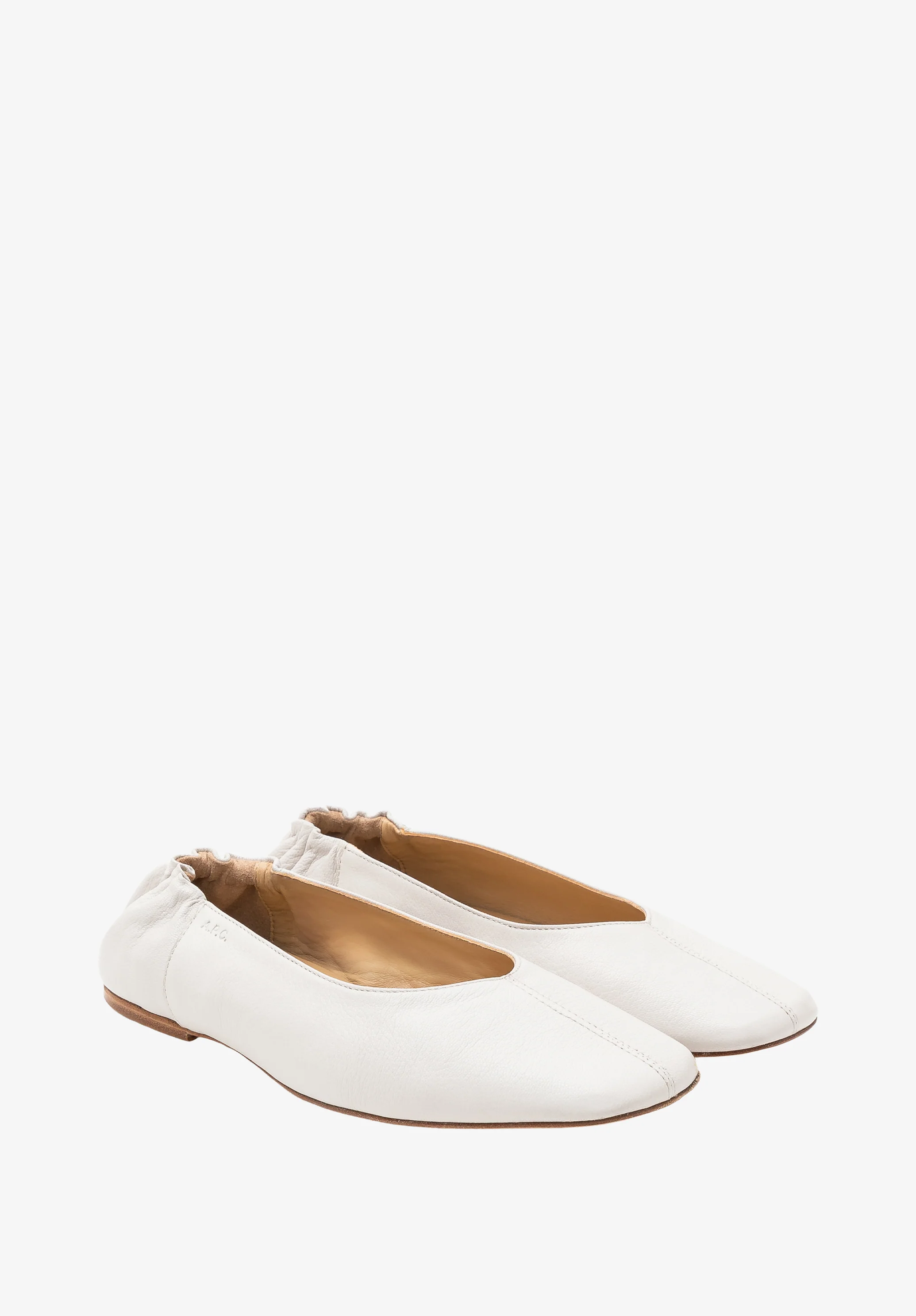Square-Toe Leather Ballet Flats