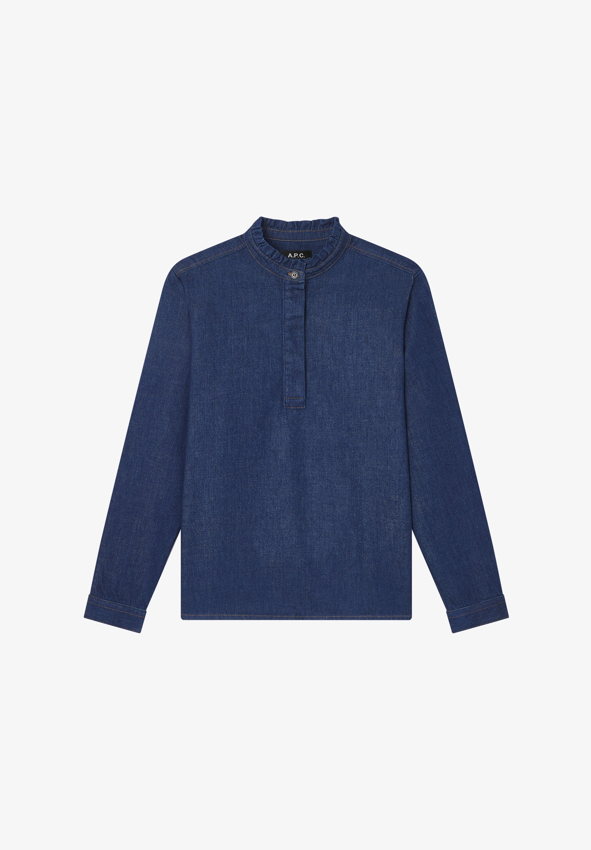 Blouse with ruffled collar