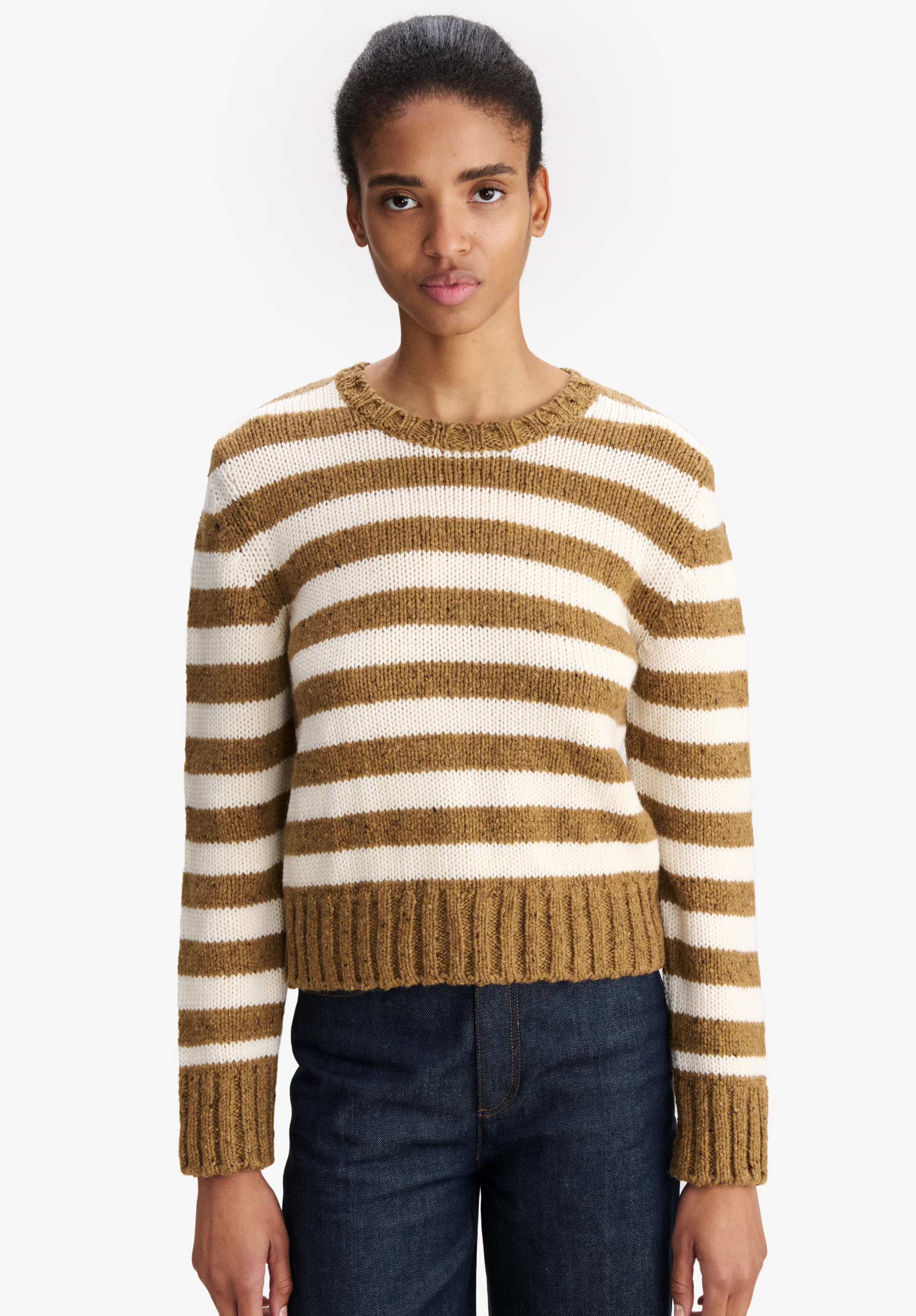 Speckled striped sweater