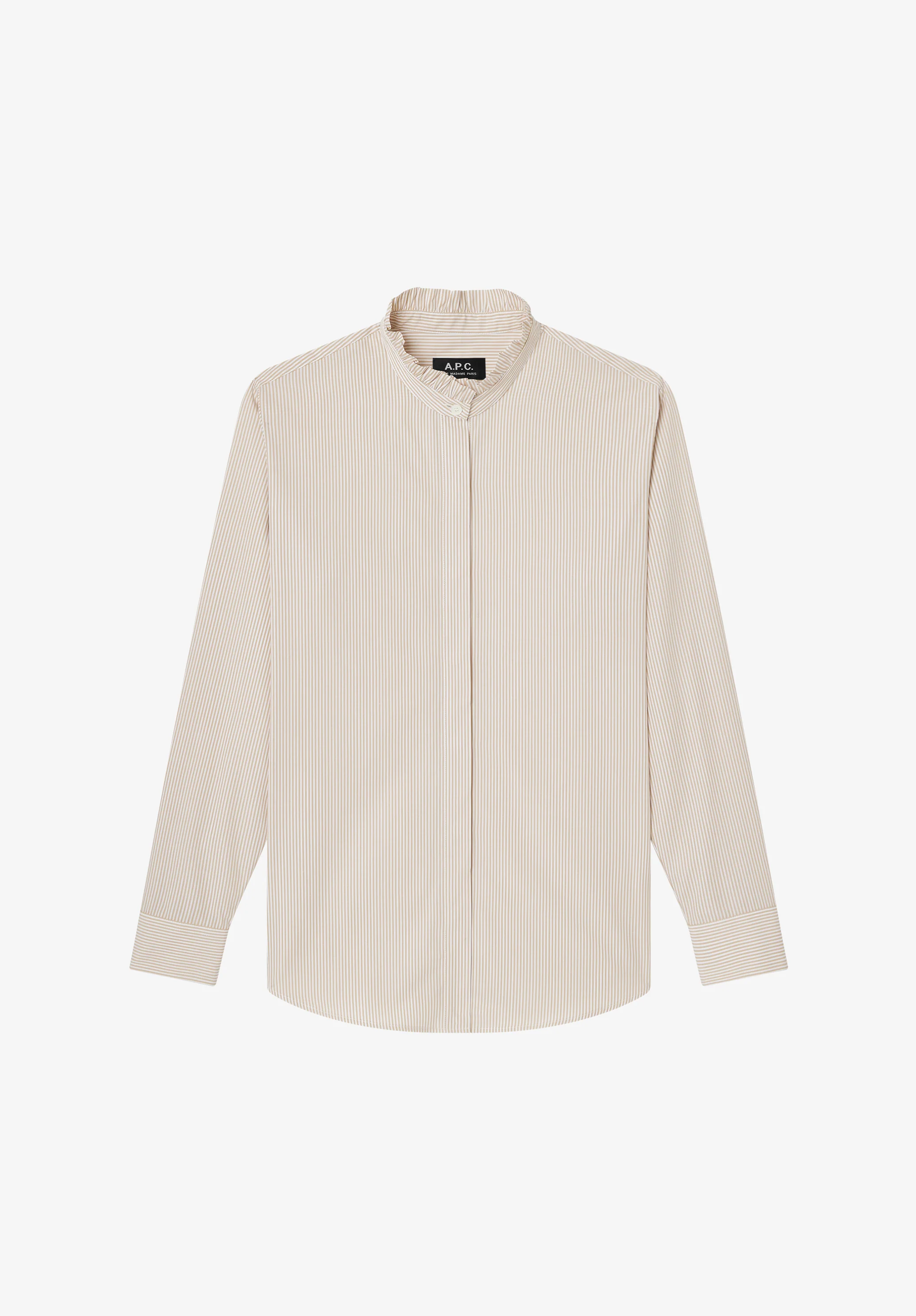 Striped blouse with ruffled collar
