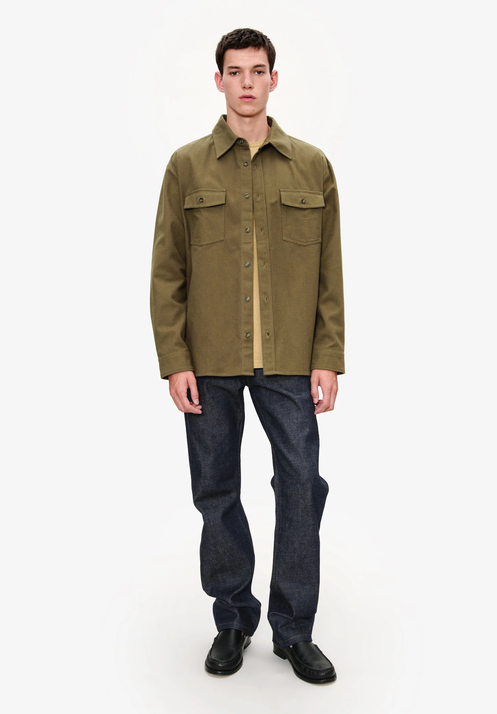 Solid-colour cotton overshirt