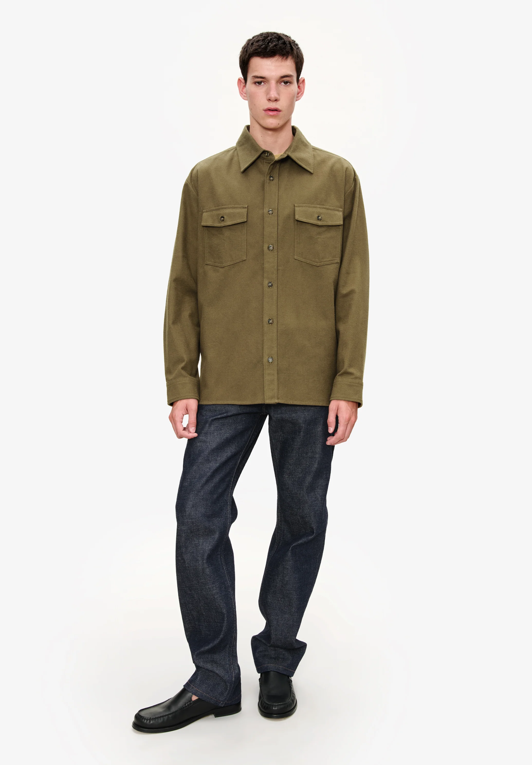Solid-colour cotton overshirt