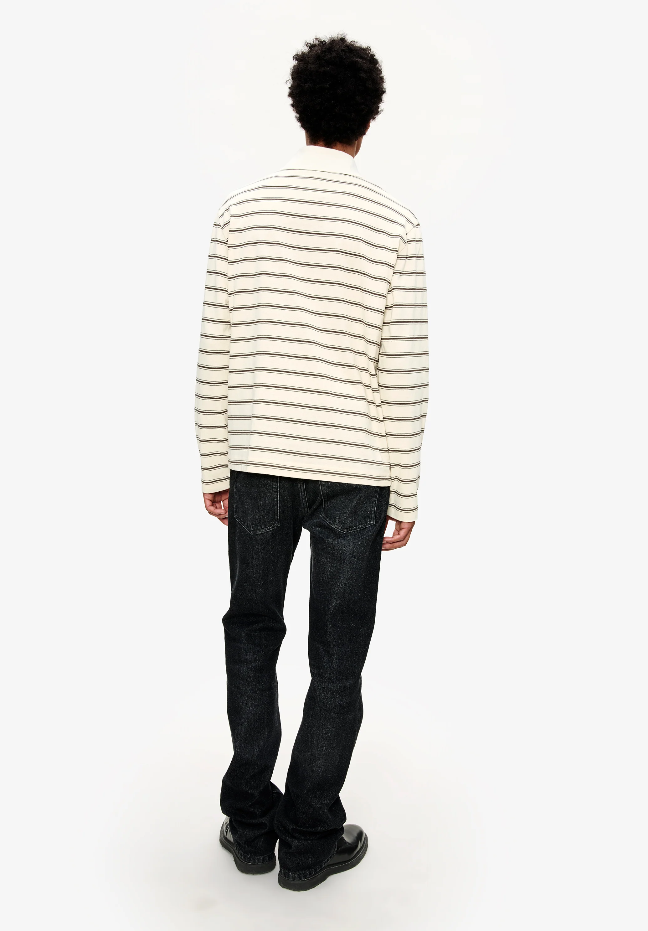 Long-sleeve striped polo shirt
