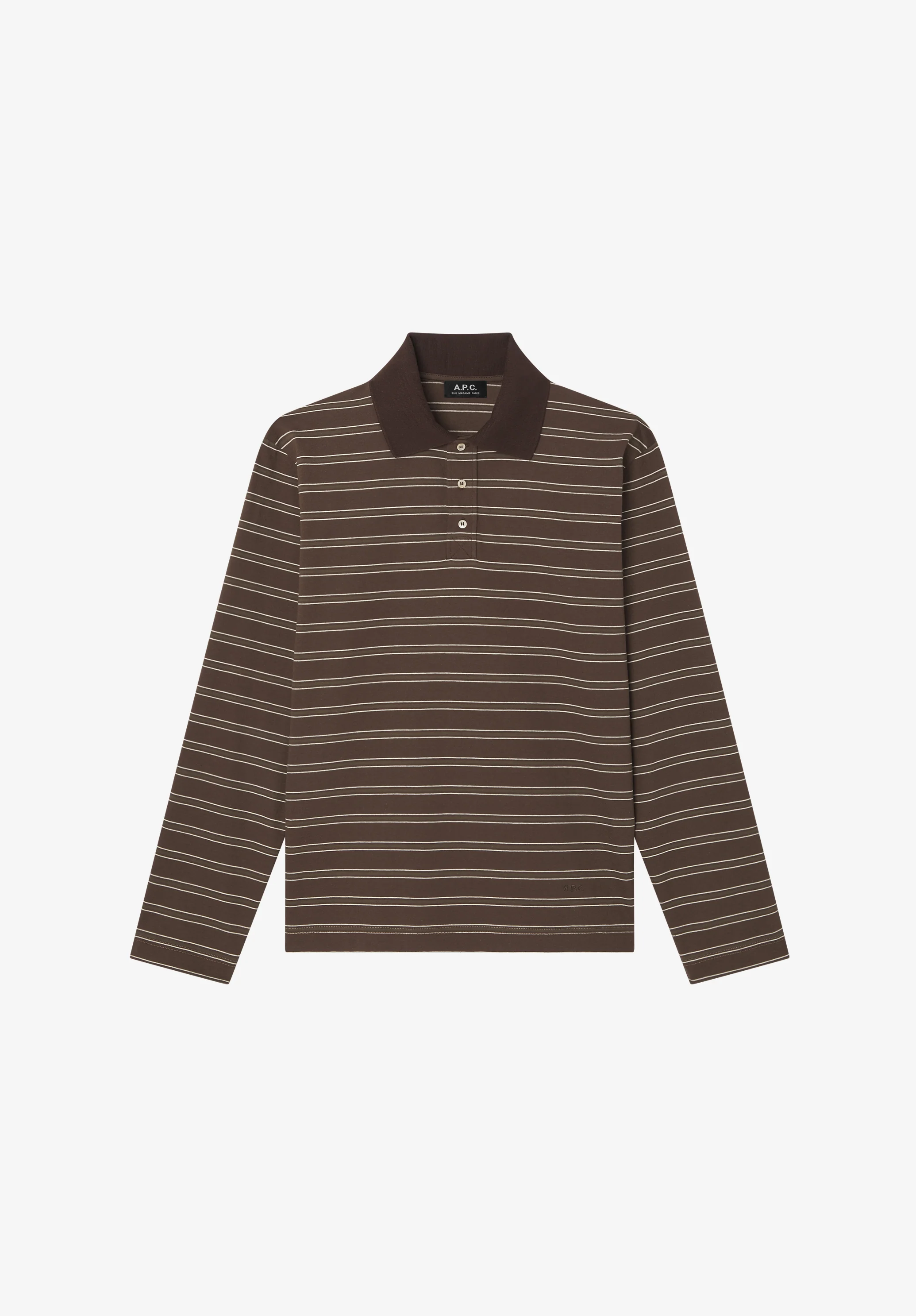 Long-sleeve striped polo shirt