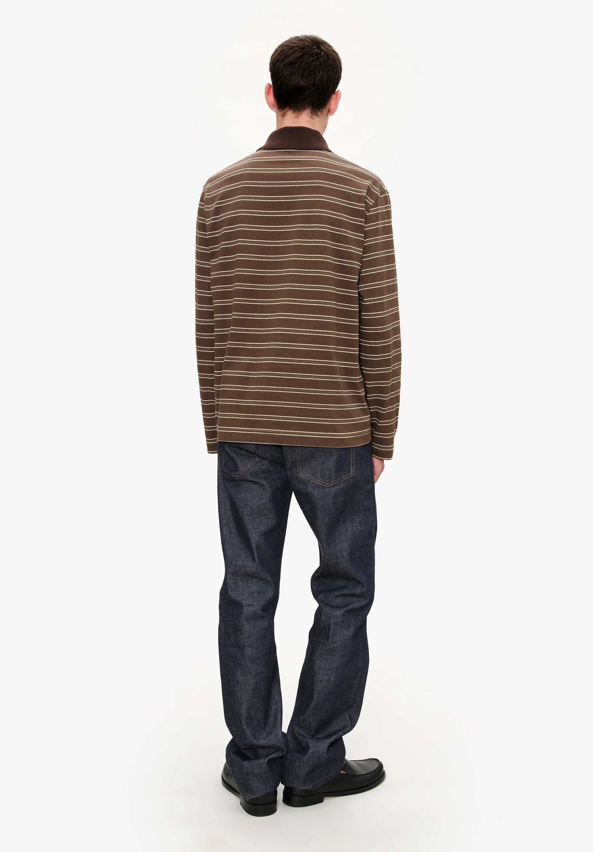 Long-sleeve striped polo shirt