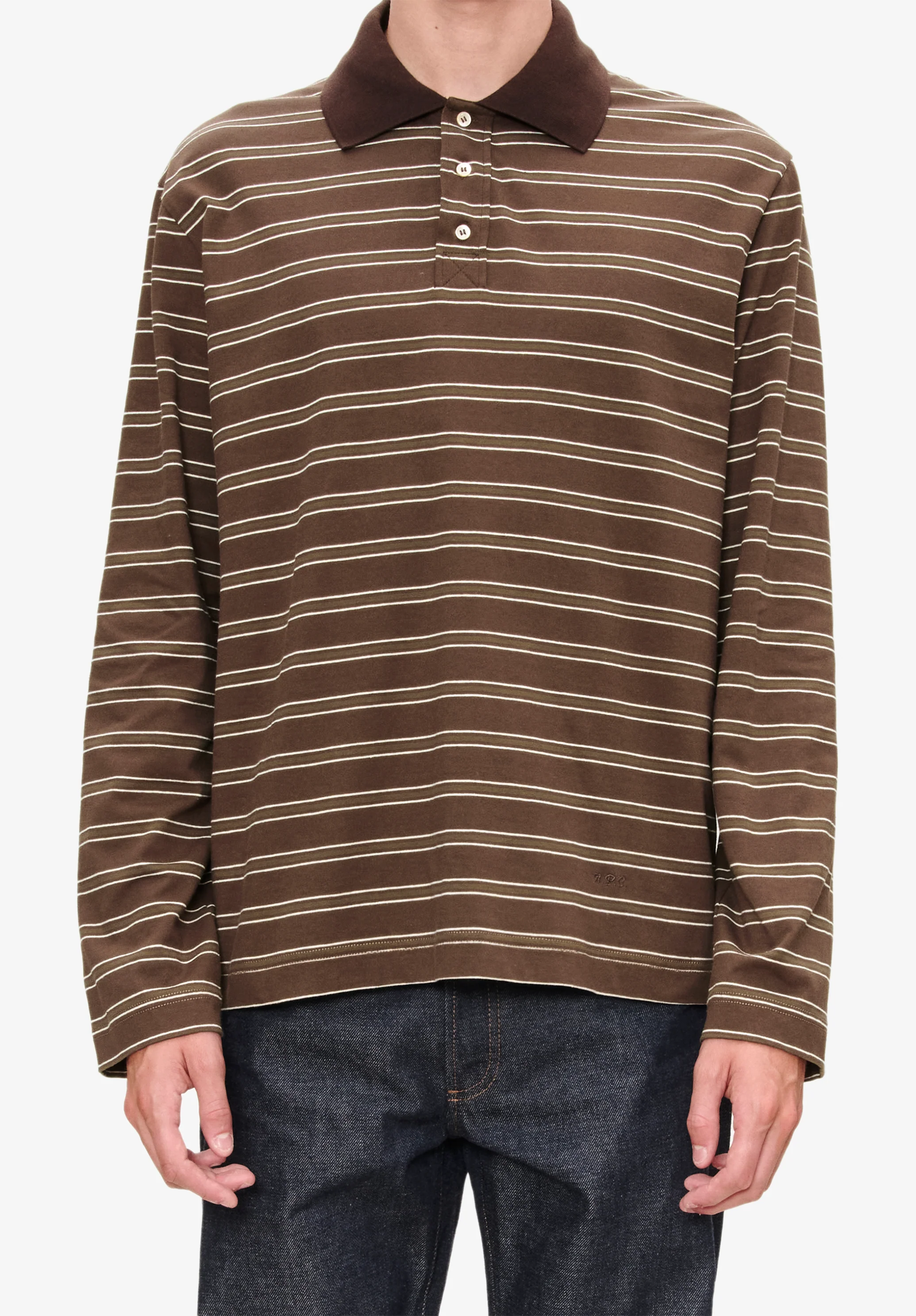 Long-sleeve striped polo shirt