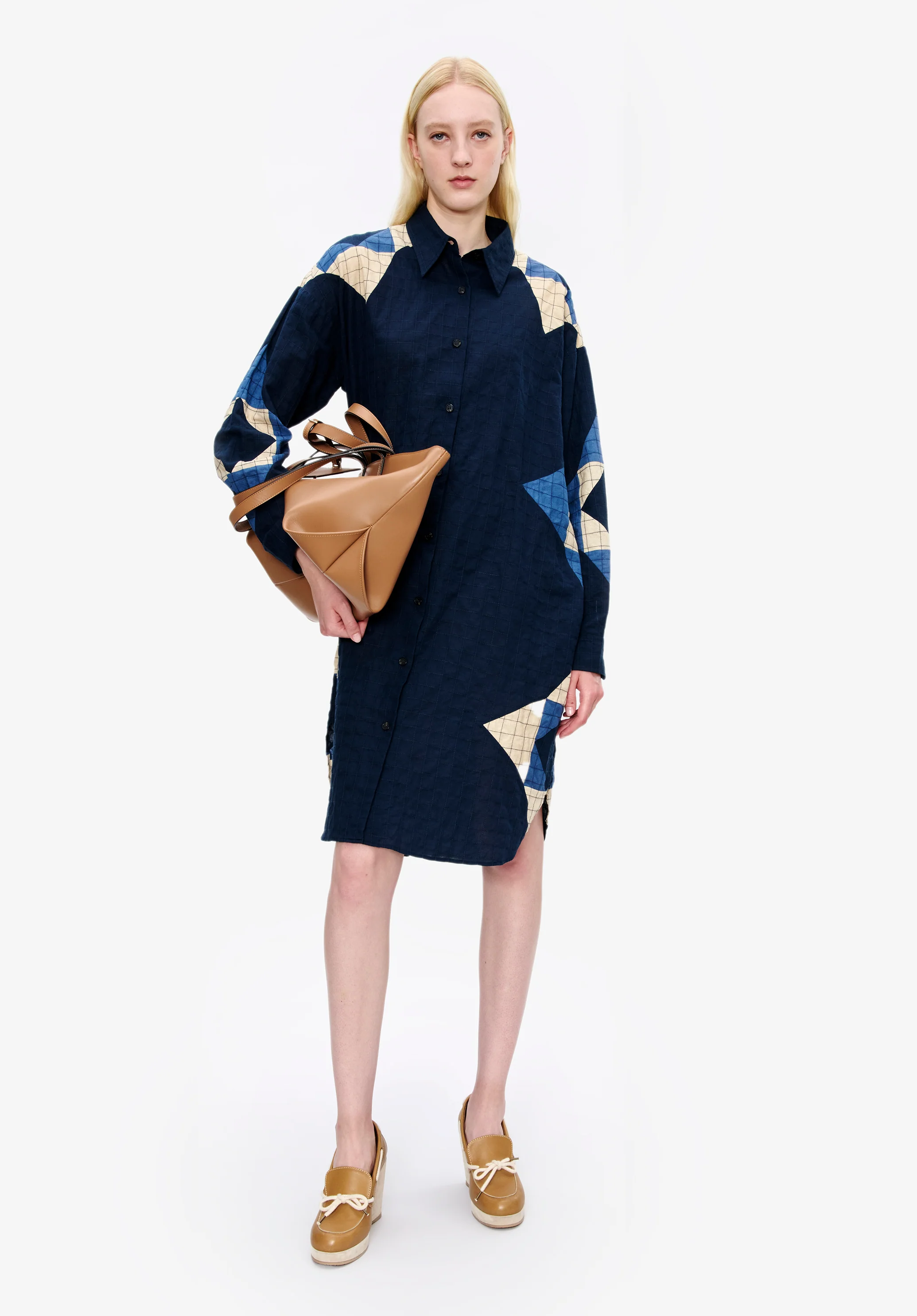 Patchwork shirt-dress