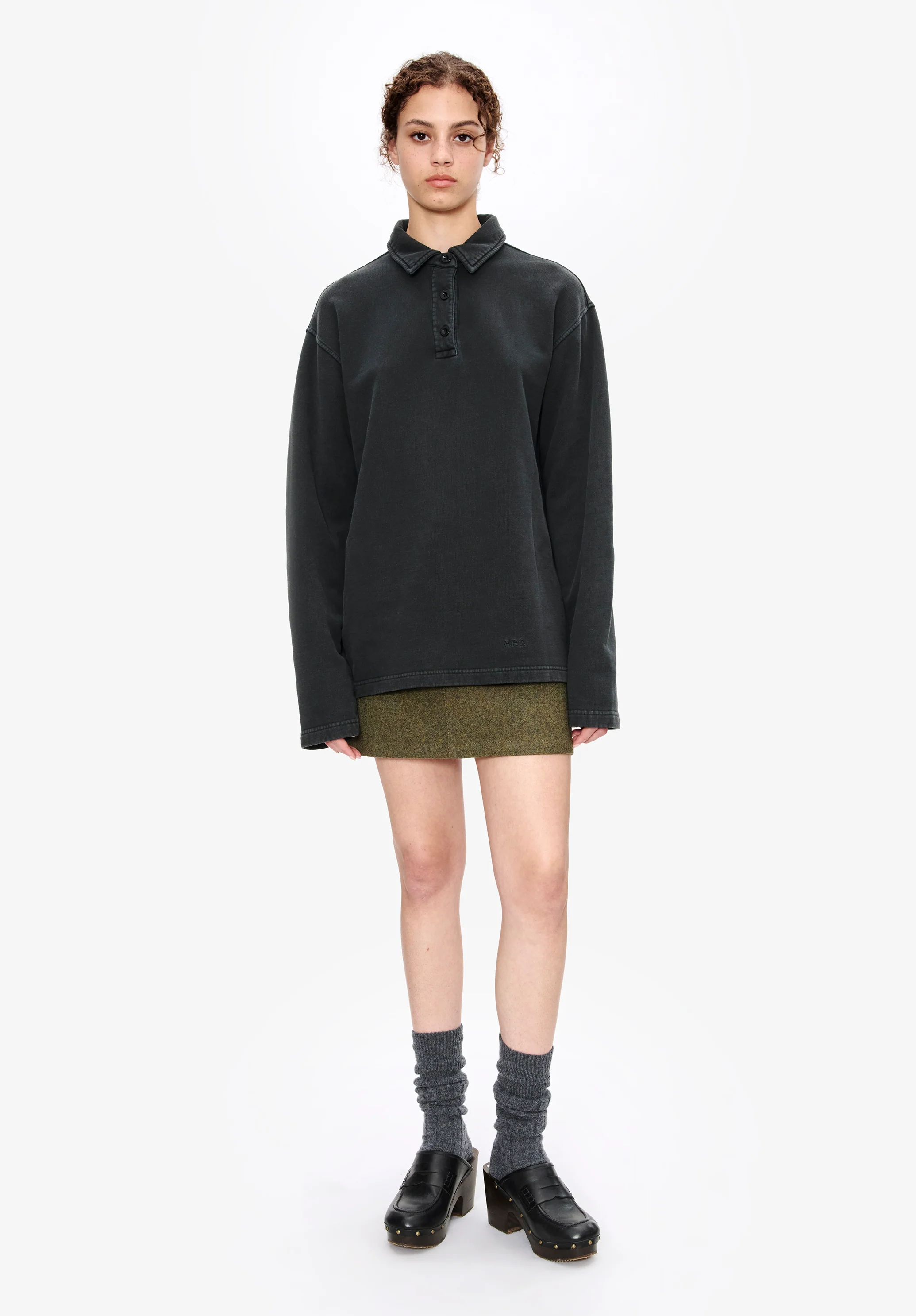 Long-sleeve unisex polo shirt (W)